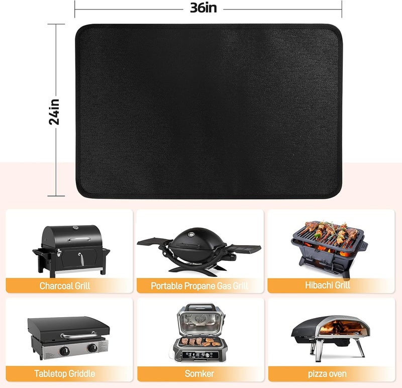 Amerbro 24x36in Heat Resistant Grill Mats for Outdoor Grill to Protect Your Prep Table and Outdoor Grill Table - Fire Proof & Water Proof & Oil Proof BBQ Mat - Black (1mm) - Image 5